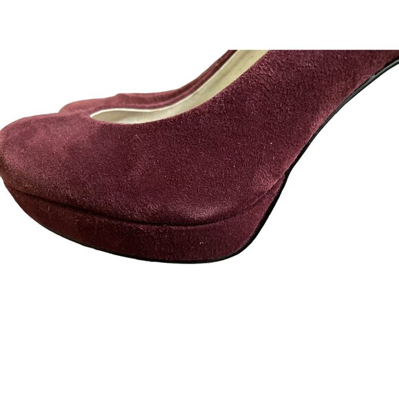 Michael Kors Platform Heals Womens 6M Used Burgundy Suede Heels - Picture 15 of 16
